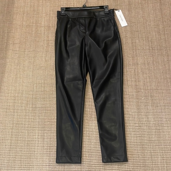 NWT Calvin Klein Women’s Faux Leather pull on Pants XS with pockets black - Picture 5 of 10
